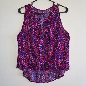 Salanta Women's Tank Top XL Split Front Multicolor Blue Red Black Blouse